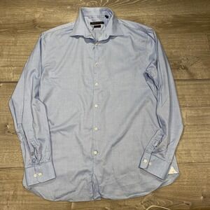 John Varvatos USA Dress Shirt Mens 16.5 34/35 Blue Regular Stretch Long Sleeve